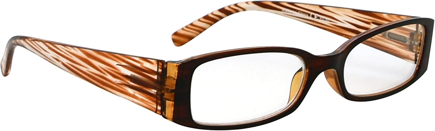 Eyekepper 5 Pairs Reading Glasses for Women Reading +4.00 Striped Frame Reading Eyeglasses
