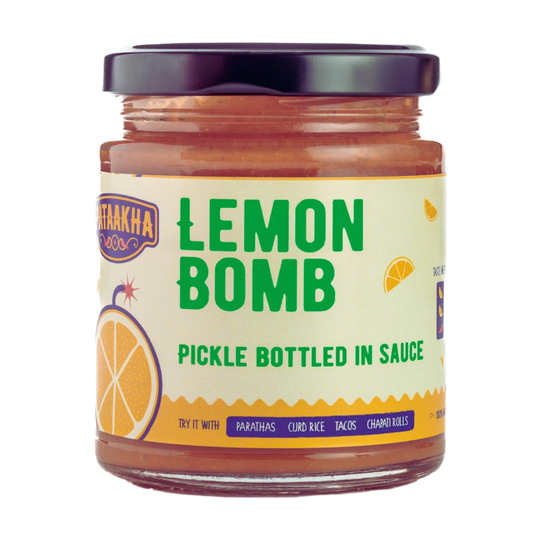 Pataakha Lemon Bomb | Hot Sauce | Lemon Pickle Chilli Sauce | Desi Achaar Sauce | Jain No Onion No Garlic | No artificial color | Dip or Spread Ready To Use | Vegan (180 gms) | Indian Ketchup (B0BMQN67R3) Amazon Price History, Amazon Price Tracker