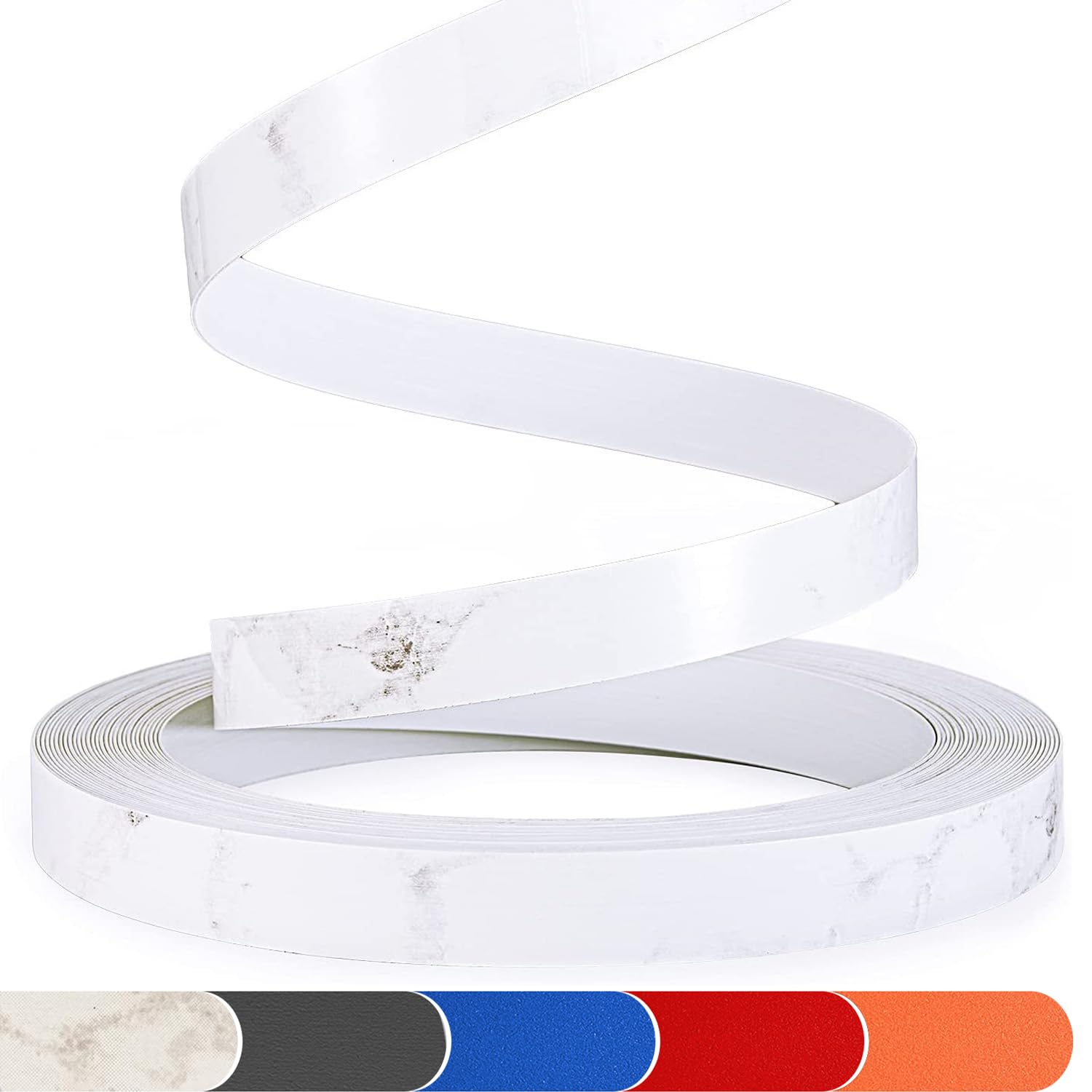 ZYJT Marble Edge Banding 7/8" x 25ft Non Glued PVC White Edge Banding High Glossy Edge Banding for Table Cabinet Furniture