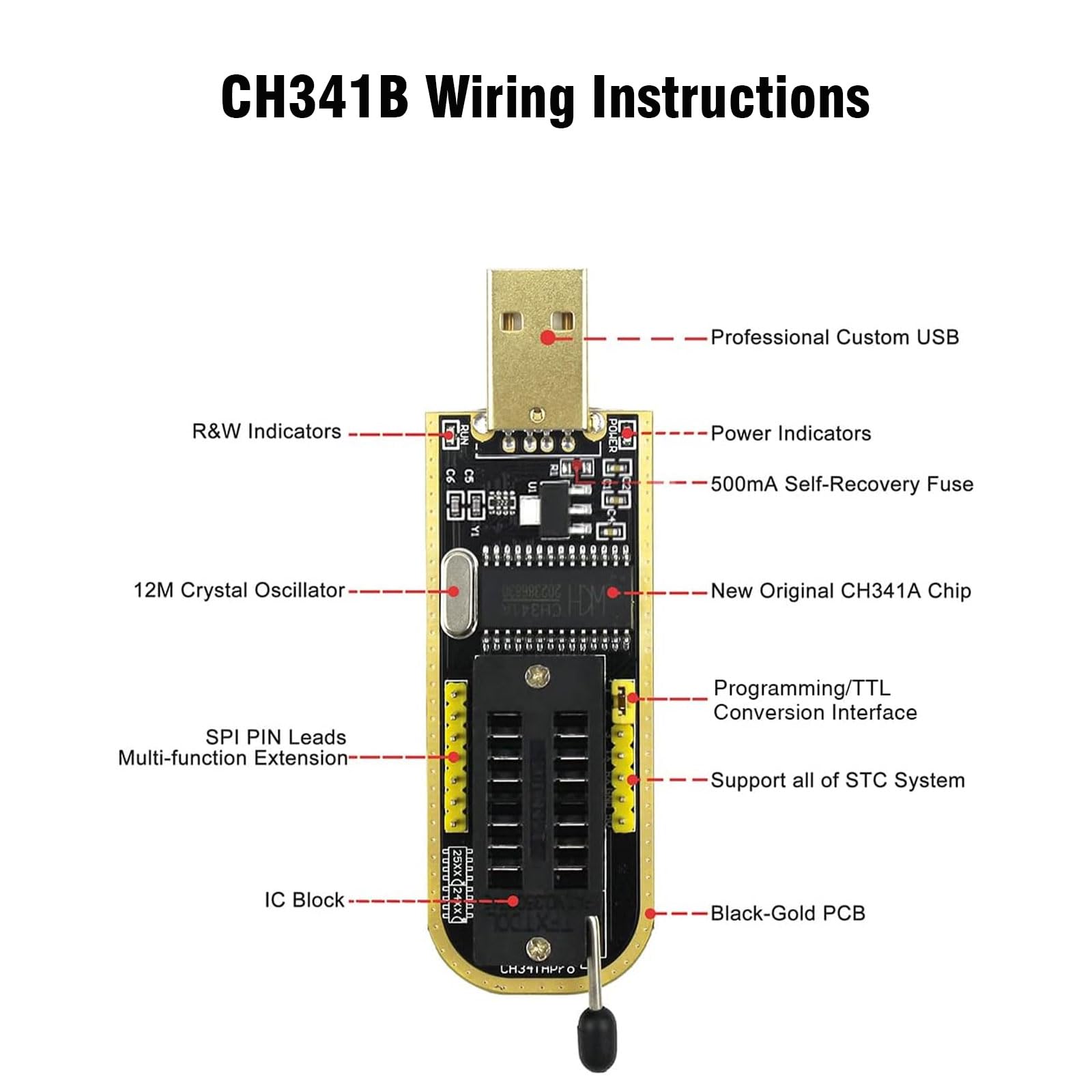Programmatore ch341B Kit Include SOIC8 SOP8 Clip di Test + CH341B Programmatore + 1,8V Convertitori + Convertitori da SOP8 a DIP8 per EEPROM 25cxx / 24cxx