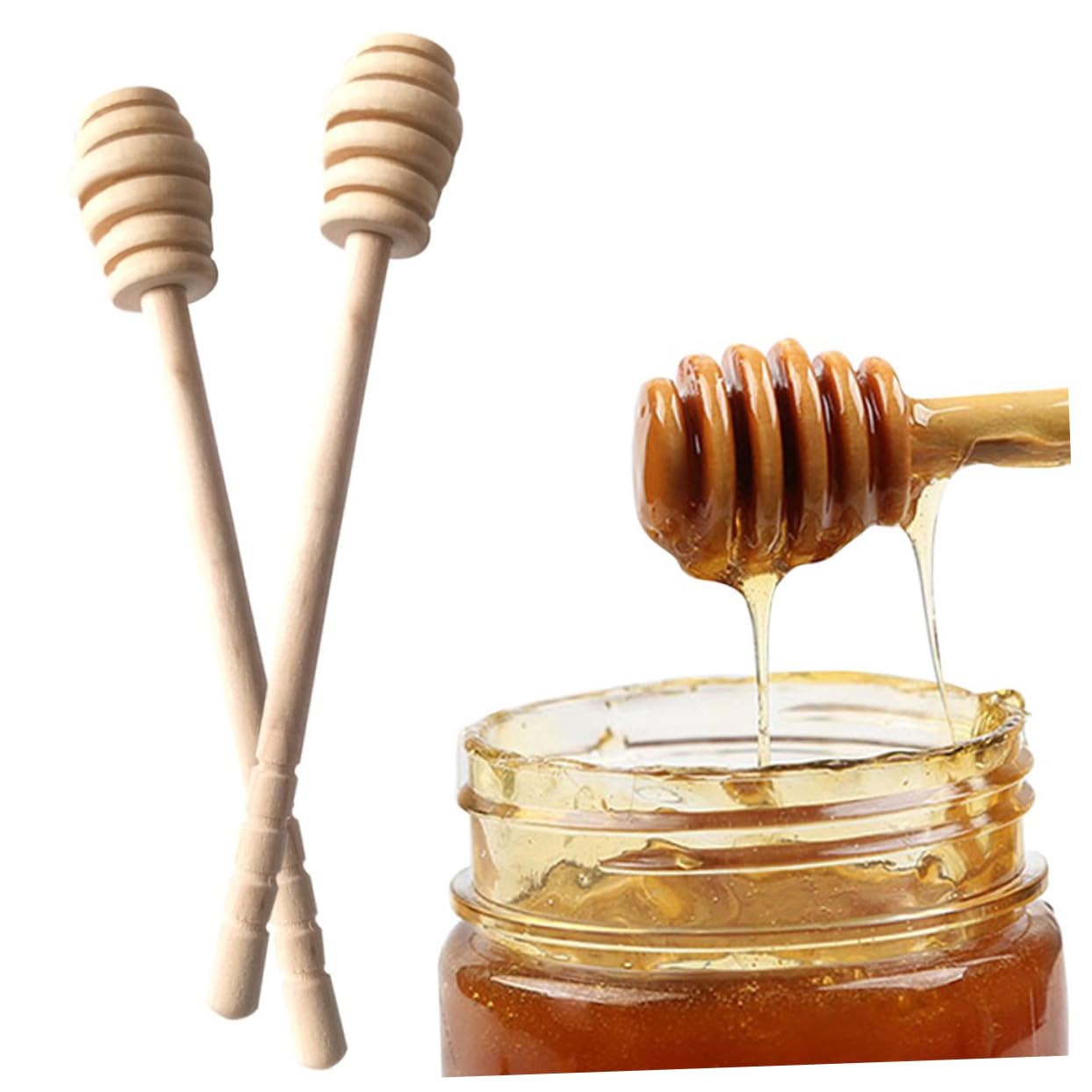OFFSCH Natural Wood Honey Stirrer 10pc Honey Stir Bar Mixing Stick Ideal for Tea Coffee Dessert