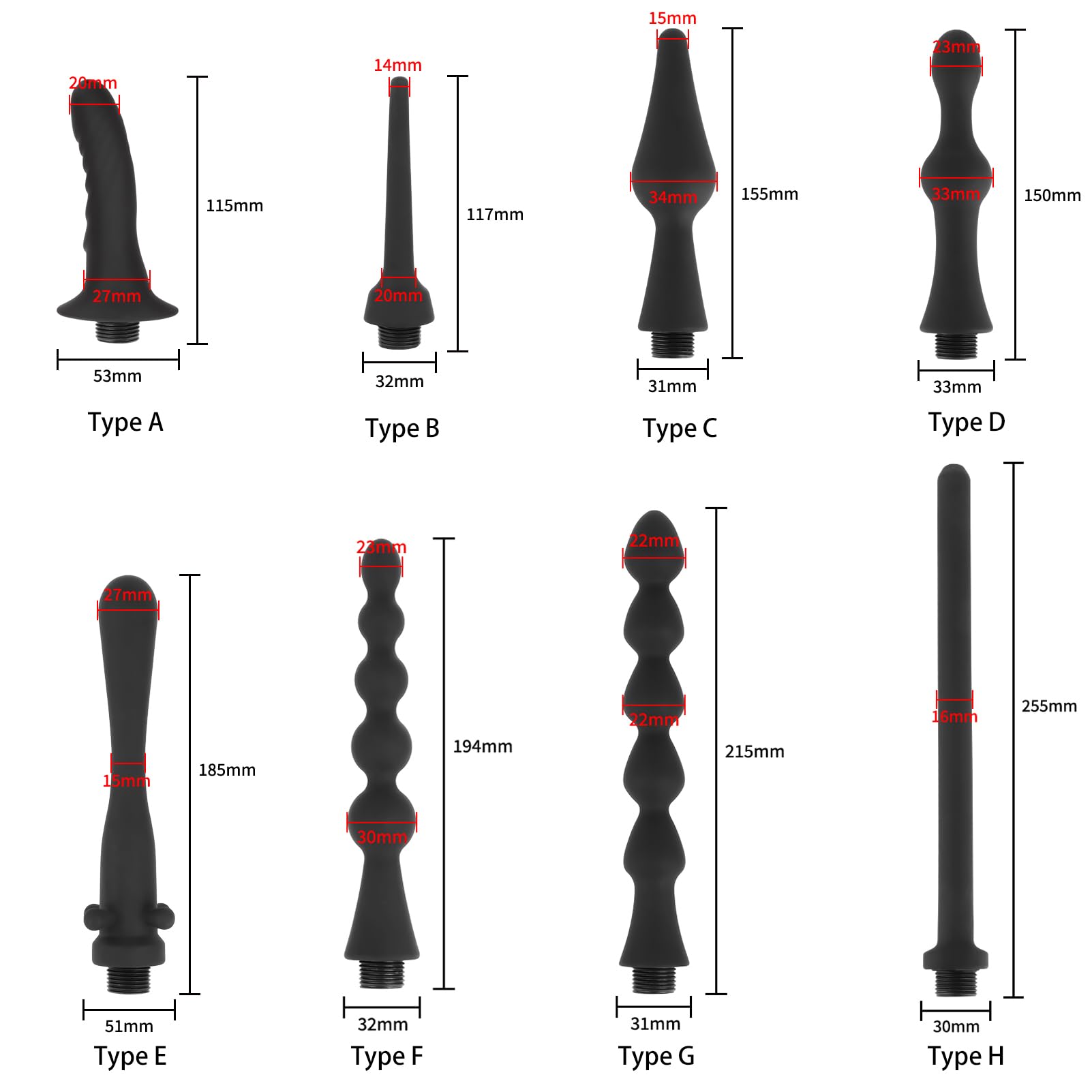 HXLXW Analdusche Silikon Intimdusche Für Männer Und Frauen, Klistier Für Analverkehr Mit Weichem Aufsatz Zur Hygienischen Analspülung Und Darmreinigung, Vaginaldusche Reinigungsgerät（8-teiliges Set）