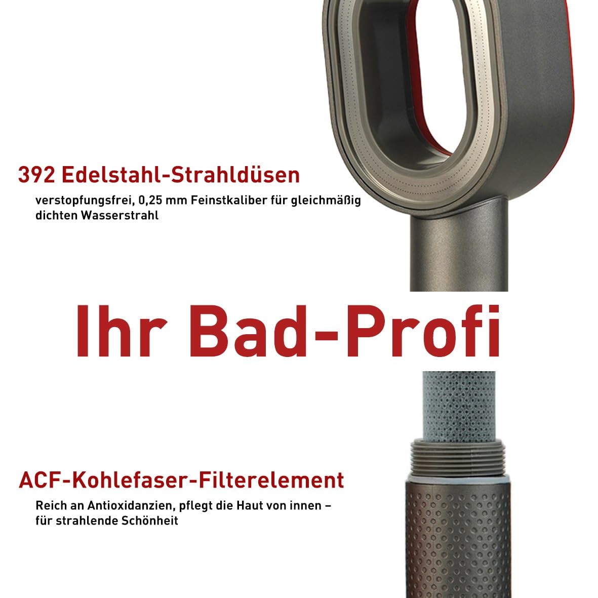Doodle Duschkopf Mit Filter, Weiß | Hochdruck Massage, Gegen Kalk, Entfernt Harten Wasser Rest-Chlor & Schwermetall, Mit Zubehör