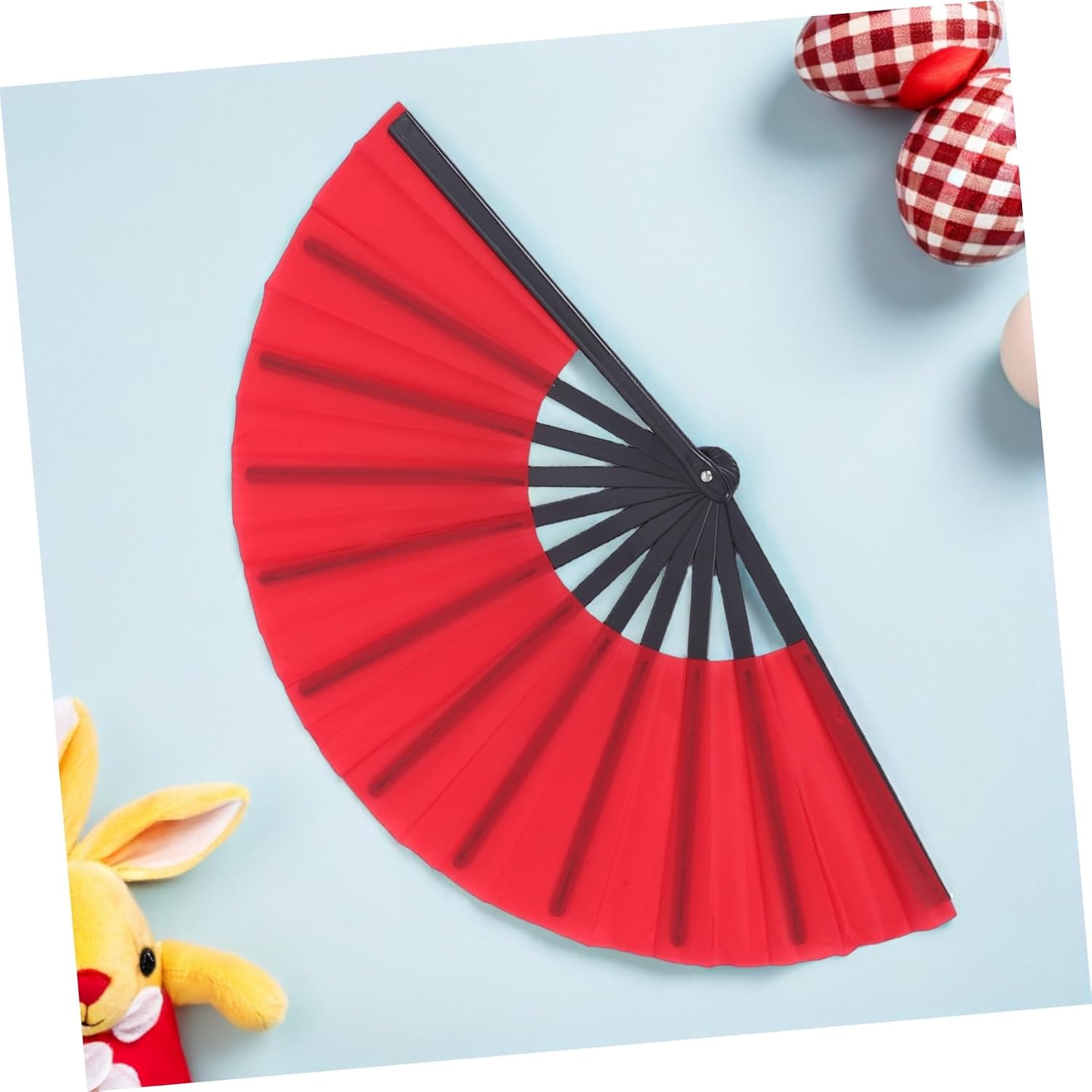 Ipetboom 4pcs Red Folding Dance Fans for Line Dancing and Festival Performance, Lightweight Portable Plastic and Cloth Handheld Fans with Traditional Elegant Design