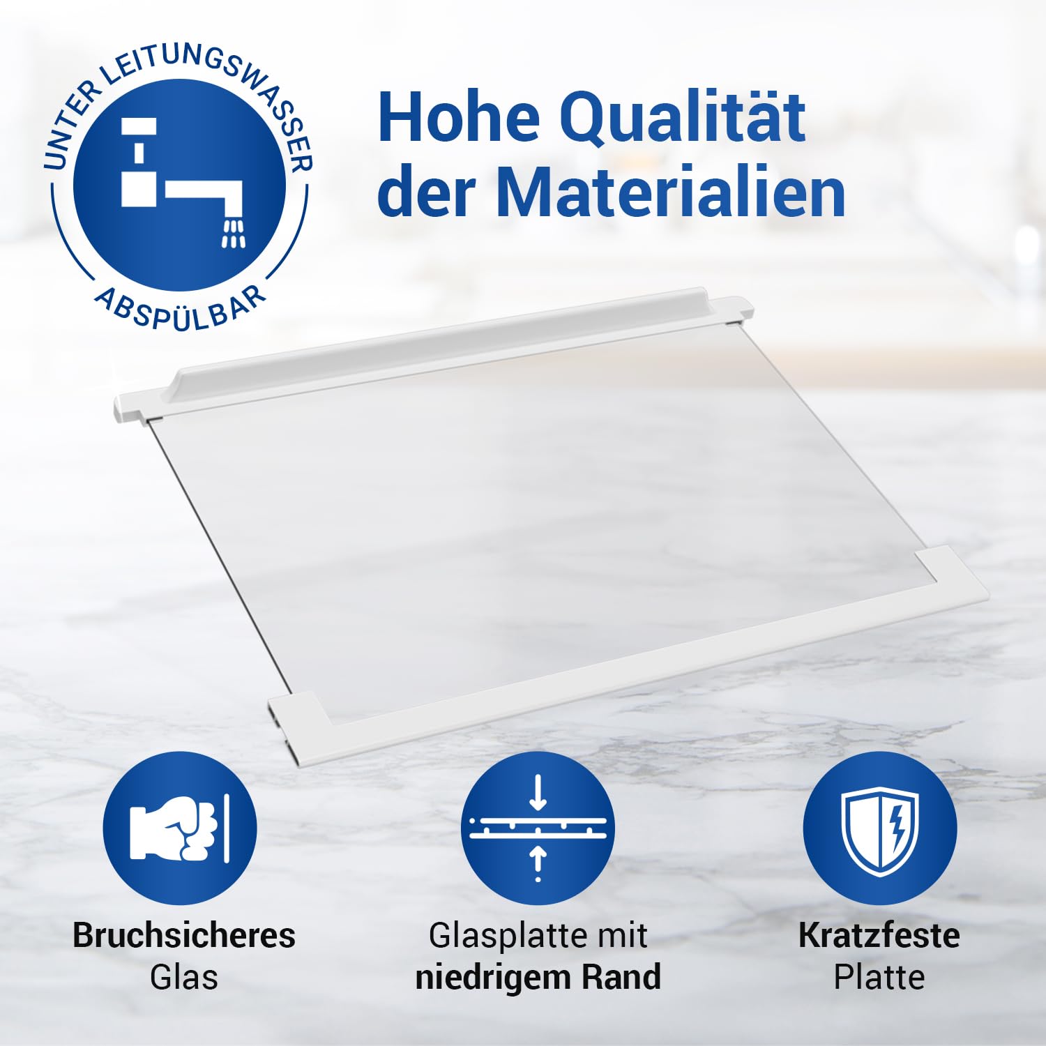 VIOKS Einlegeboden Kühlschrank 477x305mm Ersatz für AEG 225153106/3 Kühlschrank Glasplatte - Kühlschrаnk Regal Innen Glasboden Glasscheibe mit Halteleiste Vorne und Hinten