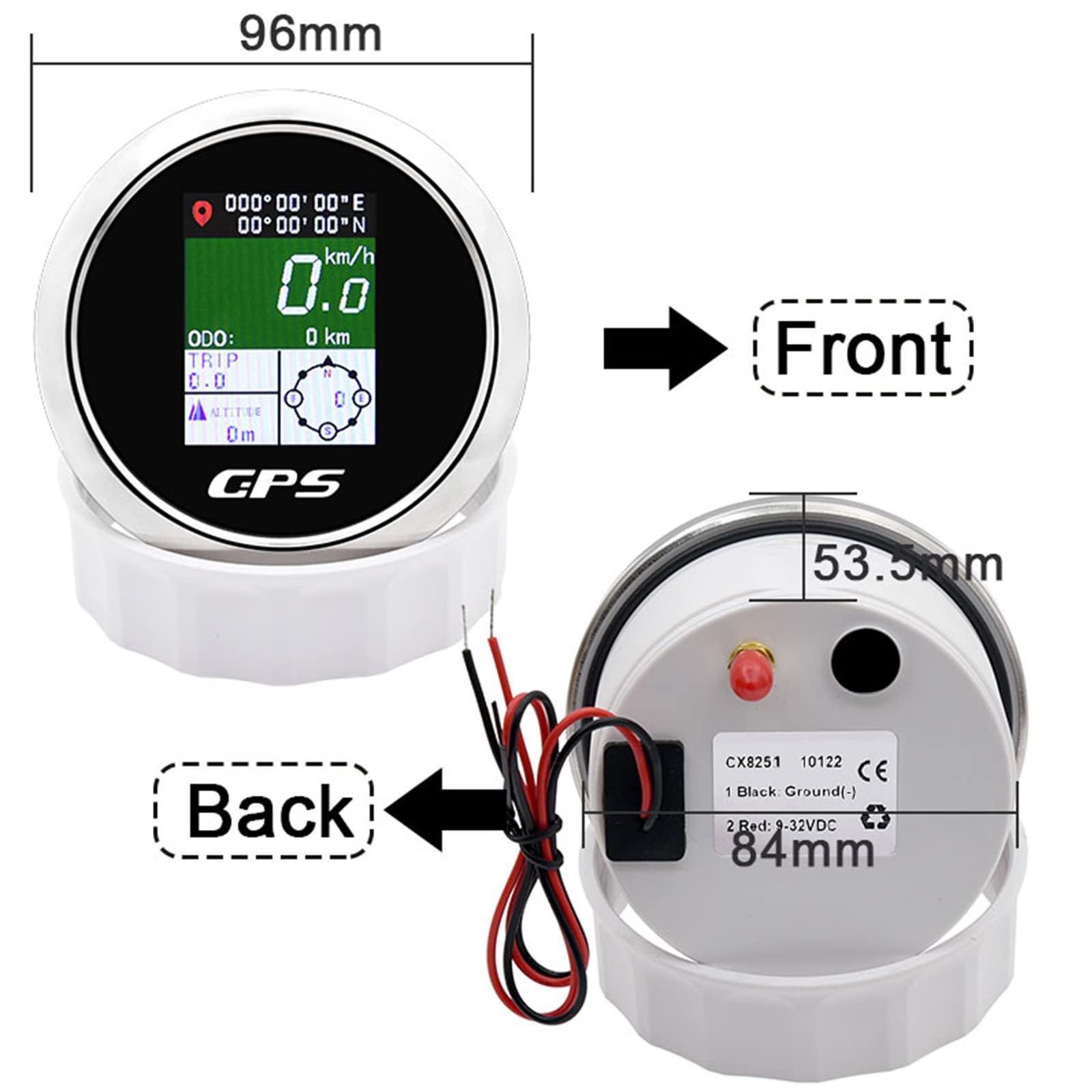 Geloo GPS Tacho 85mm Geschwindigkeitsmesser IP67 Wasserdicht TFT-Bildschirm | Digitale Kilometerzähler Km/h MPH Knoten Einstellbar für Auto Boot Wohnmobil LKW Motorrad