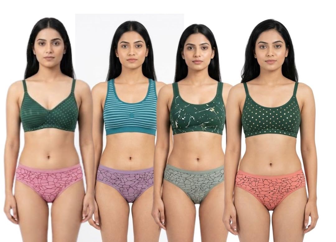 Women’s Pure Cotton High Waist Panty Full Coverage Soft Stretch Printed Briefs | Comfortable Everyday Lingerie Pack of 4 (Multicolor)-image-33