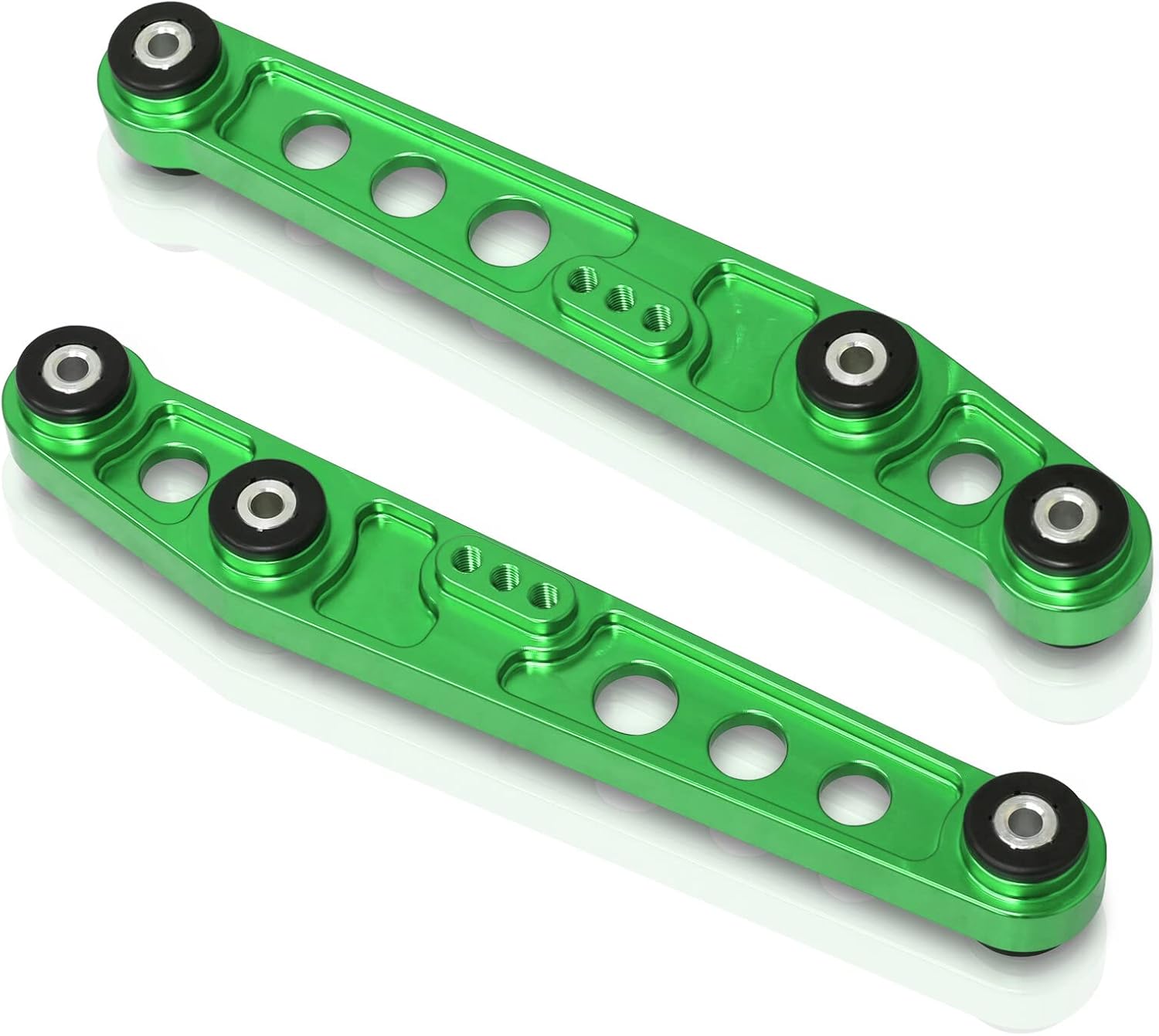 AJP Distributors Rear Lower Billet Aluminum Control Arms LCA Green Suspension Stability Adjustable Alignment Upgrade w/Solid Polyurethane Bushings Compatible/Replacement For Civic CRX Del Sol Integra