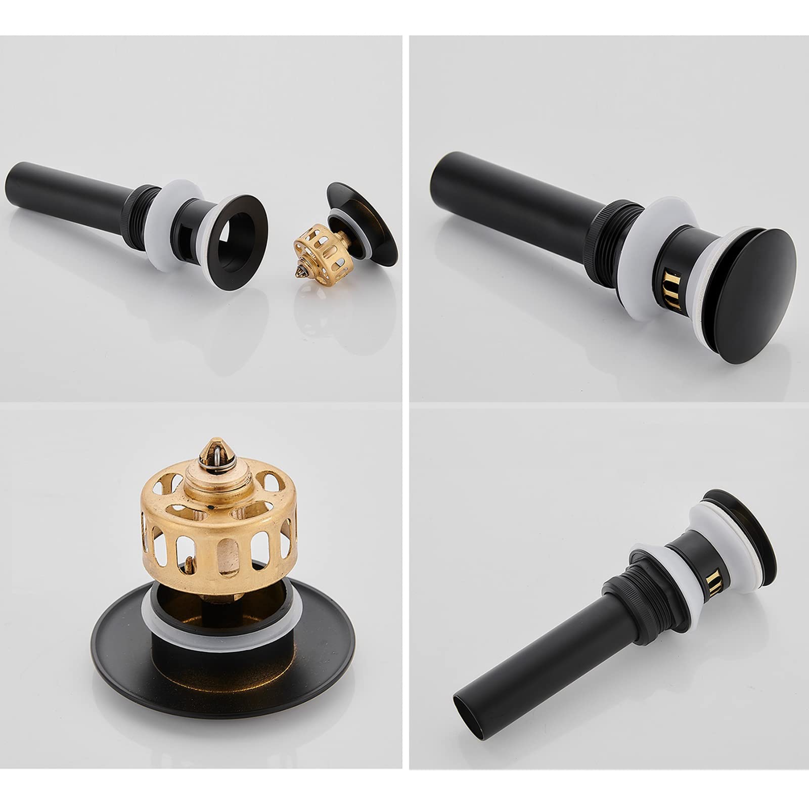 Reemplazo del tapón del lavabo, tapón del lavabo d Desagüe emergente con botón de desbordamiento Desagüe for lavabo de baño Desagüe for lavabo de tocador Desagüe de latón universal for grifo de baño L