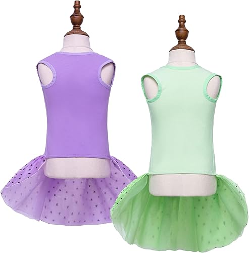 Miniatura 2 de 2 piezas de vestidos de tutú de princesa para perro, con falda de lazo, suave, sin mangas, ligero, vestido para mascotas, ropa para perros pequeños,