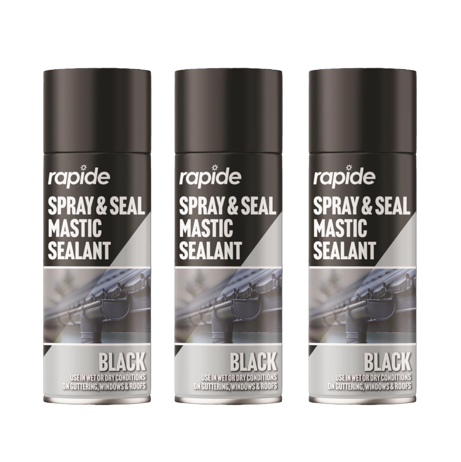 PNJB, Black Spray, Seal Mastic Black Spray, Repair Cracks Roofs Window, Paint Sealant Roof Window Pipes Guttering, Superior Long Lasting Seals, Seal Fix Waterproof Mastic Sealant 400 ml (3 PCS)
