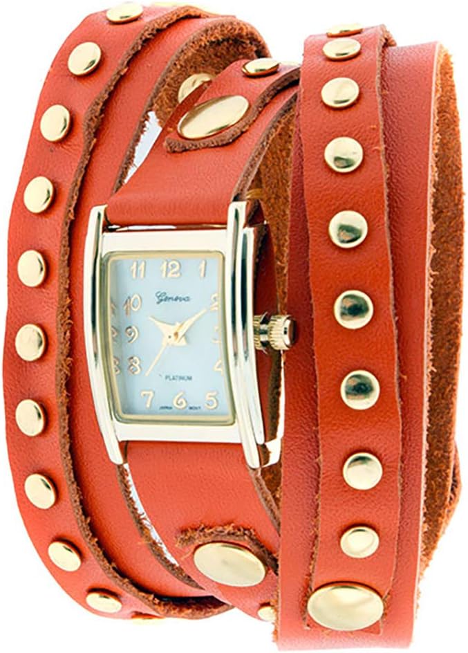 Platinum 9560 Women's Studded Wrap-around Watch-ORG/GLD