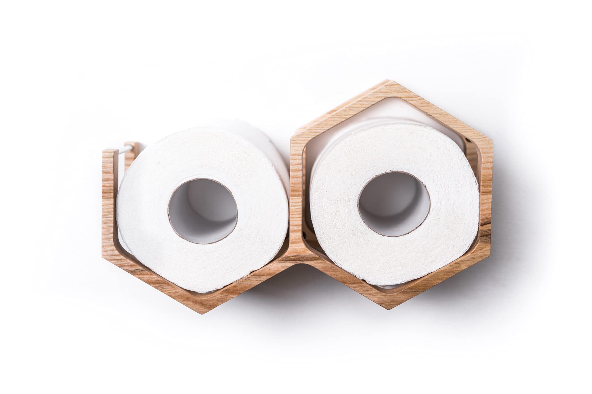 Toilettenpapierhalter, Badregal, aus Holz, wabenförmig, personalisierbar (Farblos)