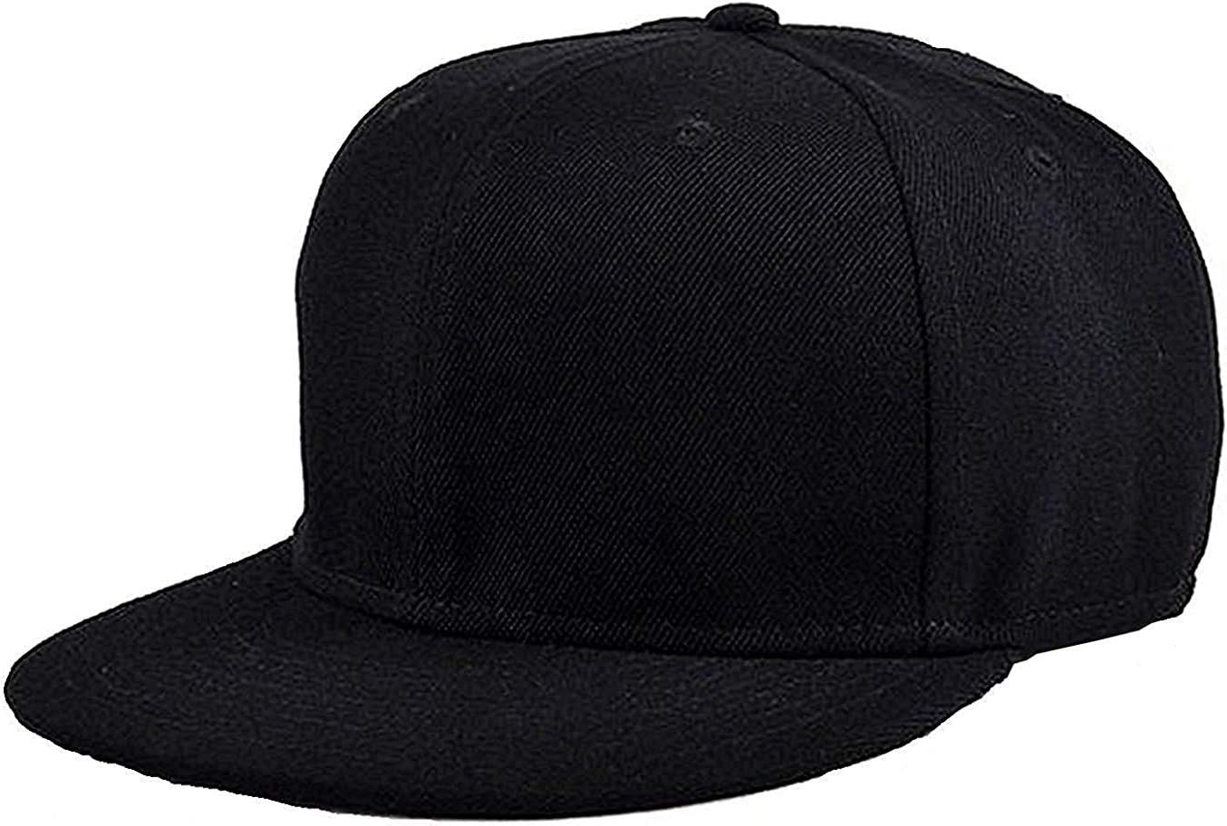 Hip Hop Cap for Men and Women Adjustable Belt Strap Back Baseball Unisex Cap Rapper Style Solid Black FB-01