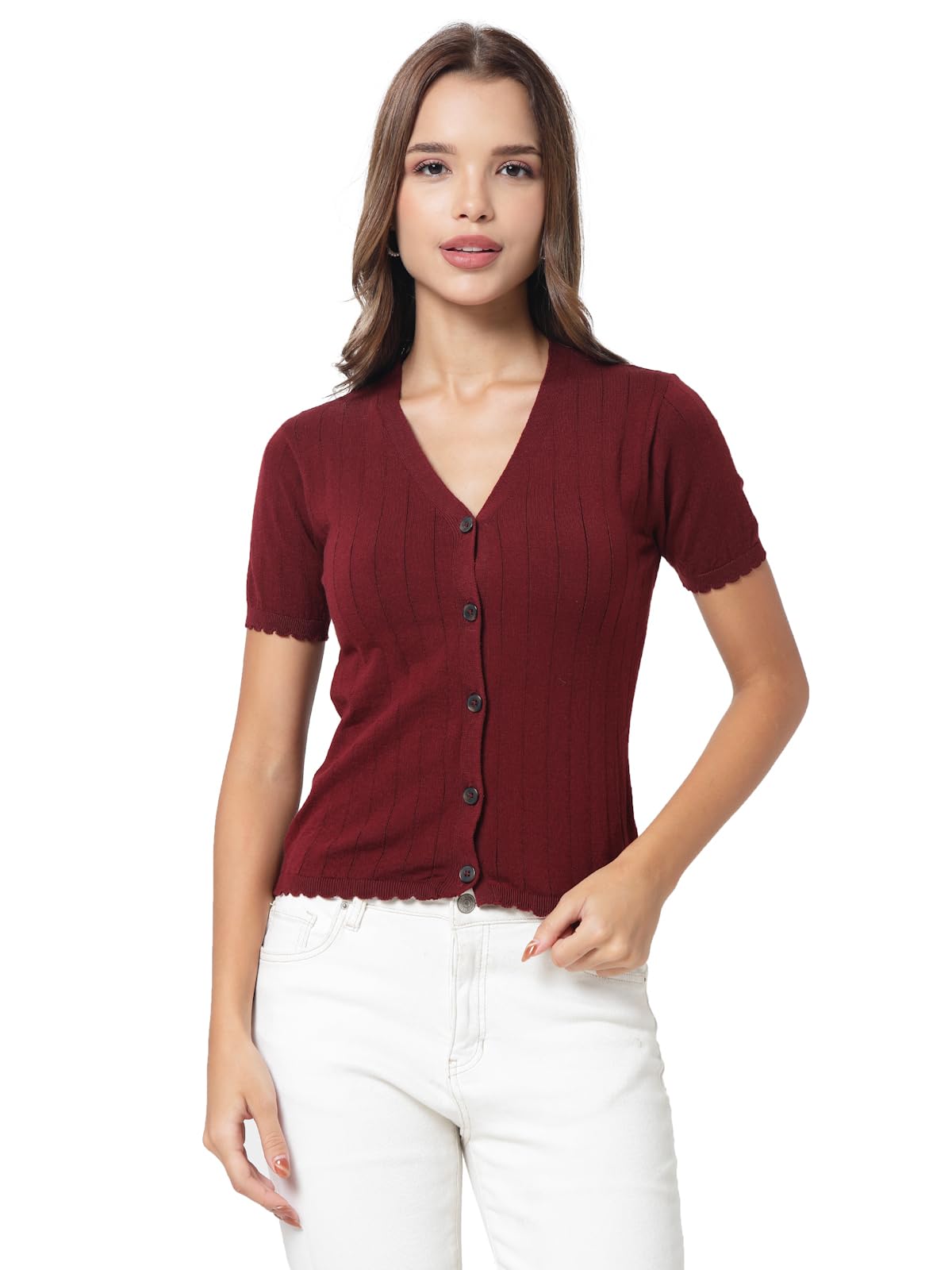 Women Half Sleeves V-Neck Top-image-28
