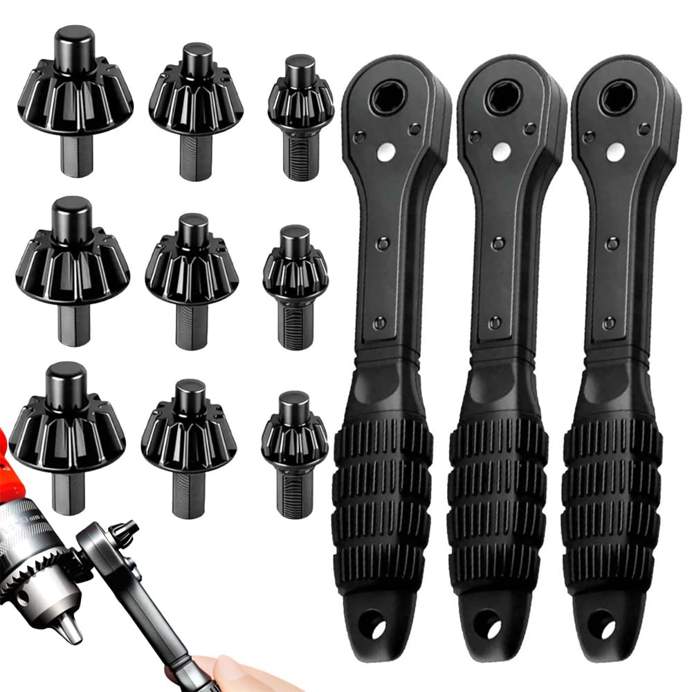 ANYSENT 2-in-1 Drill Chuck Ratchet Wrench, 2025 New Universal Chuck Key Replacement Tool,Multifunctional Interchangeable Fastening Clamping Spanner