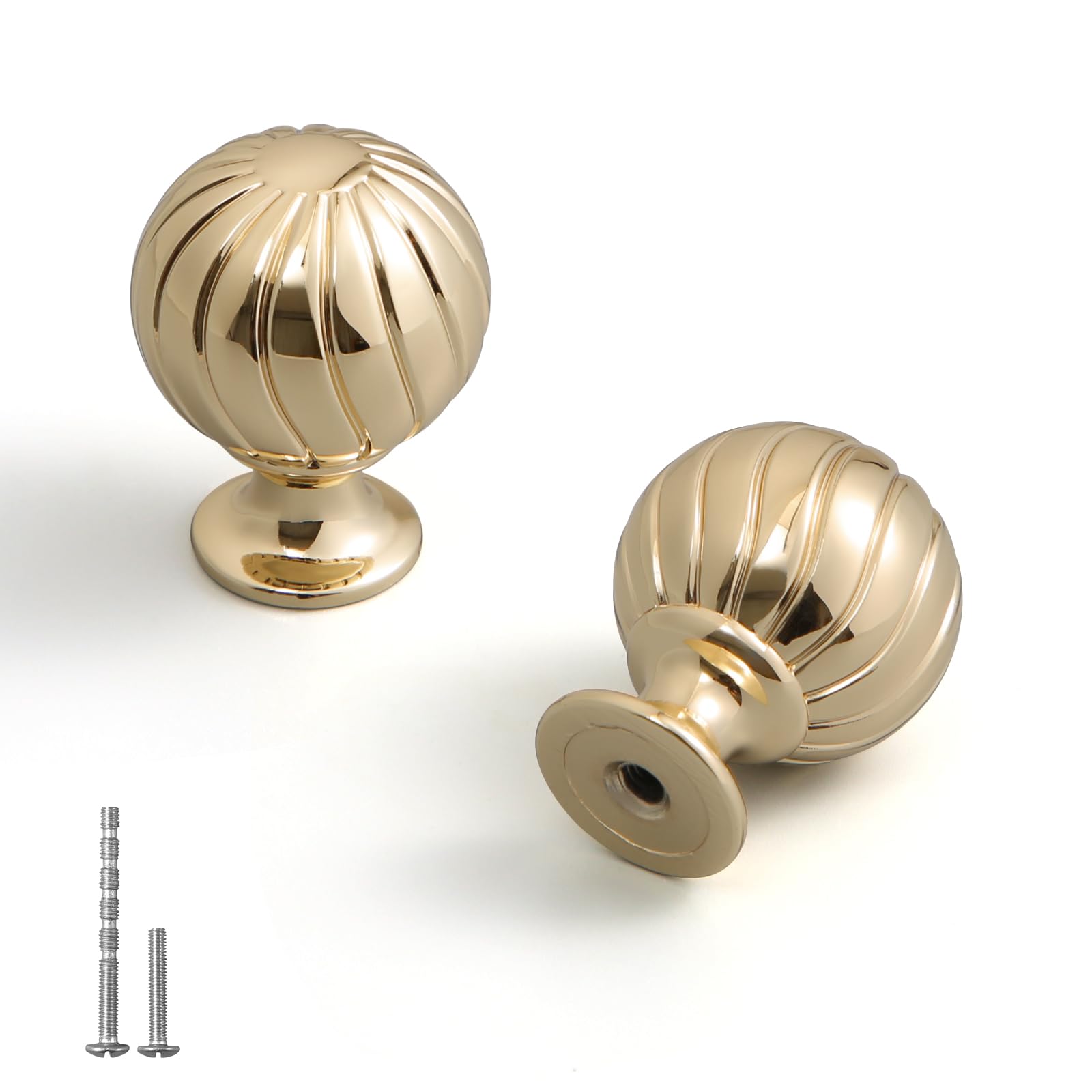 YAGU Modern 10 Pack Polished Brass Kitchen Drawer Knobs Bright Gold Cabinet Pulls Dresser Solid Hardware for Cupboard Wardrobe Closet