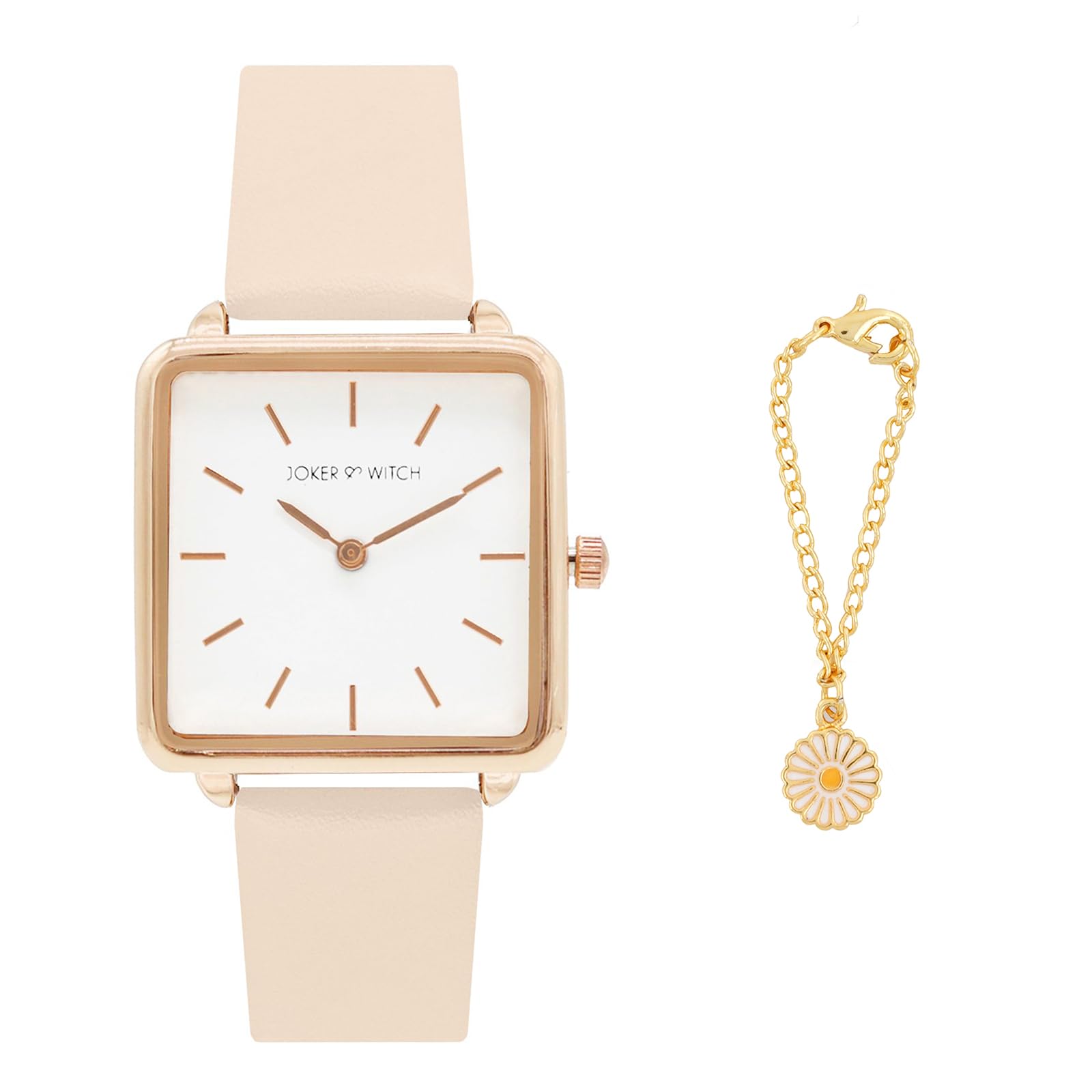 Joker & Witch Leather Women Pink Daisy Analog Watch & Charm Set, White Dial, Pink Band (B0C9PXXFN8) Amazon Price History, Amazon Price Tracker