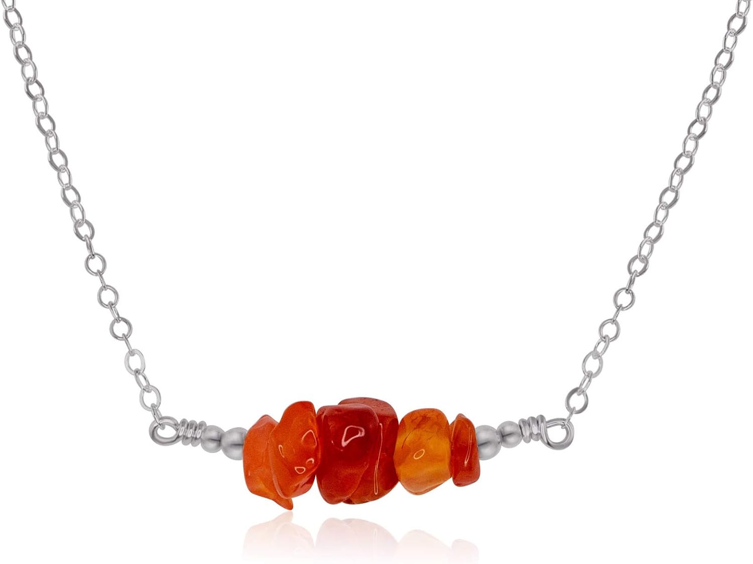 Luna Tide Carnelian Chip Bead Bar Necklace in Stainless Steel