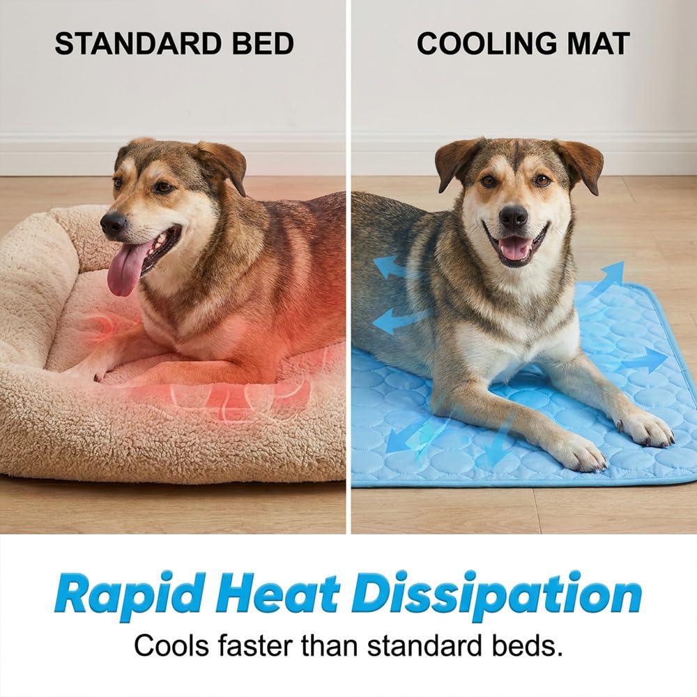 Generisch Kühlmatte für Hunde, 2026 Neu Kühlmatte Hund Selbstkühlend, Die Innovative Kühlmatte Für Hunde Sommer Kühldecke Hund Selbstkühlende Pads für Hunde Katze (Hellgrau, XL)