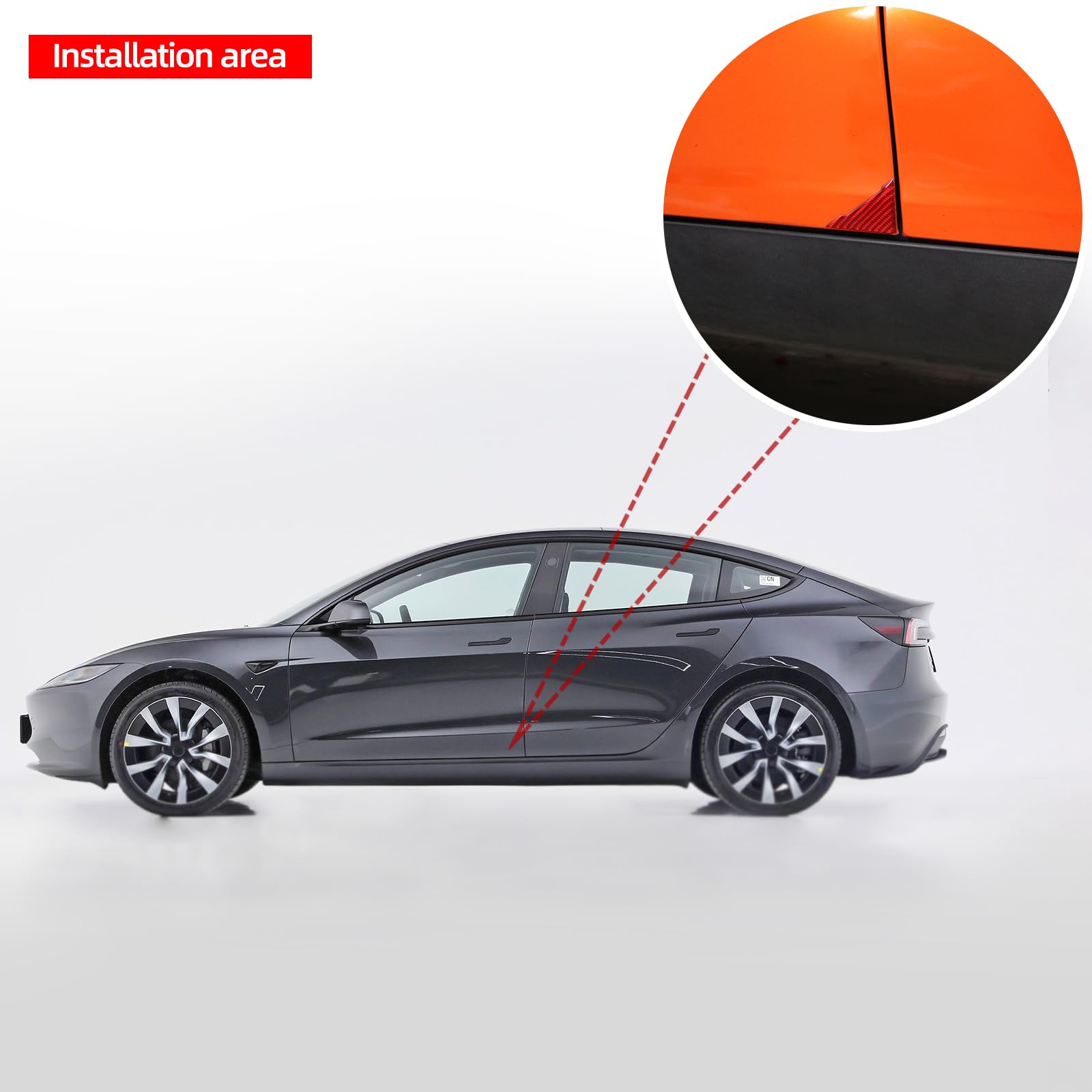 BETTERHUMZ Car Door Corner Guards Sticker Compatible with Tesla Model 3 2023-2020 Model Y 2024-2020 Carbon Fiber Door Edge Protector Exterior Accessories (Red)