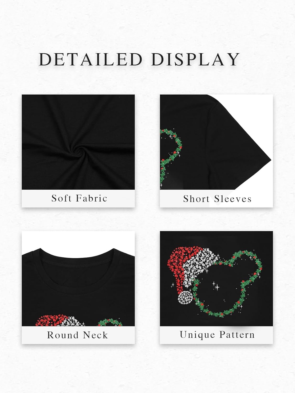 Christmas Shirt for Women Magical Holiday Short Sleeve Tee Xmas Tree Castle Graphic Snowflake Lights Print Gift - Image 4