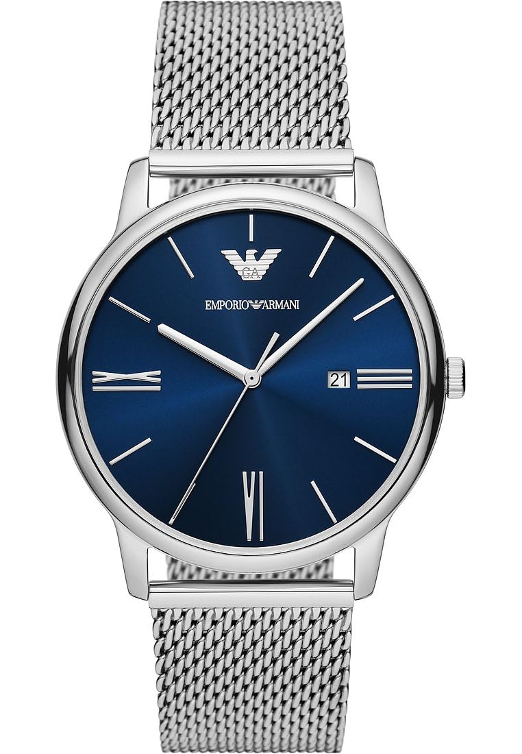 Emporio Armani Watch for Men, Quartz Movement and 42mm Case Size with Stainless Steel, Leather or Silicone Strap