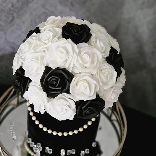 Miniatura 7 de 25 piezas Rosas artificiales con tallo de espuma falsas de tacto real para decoración, ramos de boda, centros de mesa, despedida de soltera, fiesta