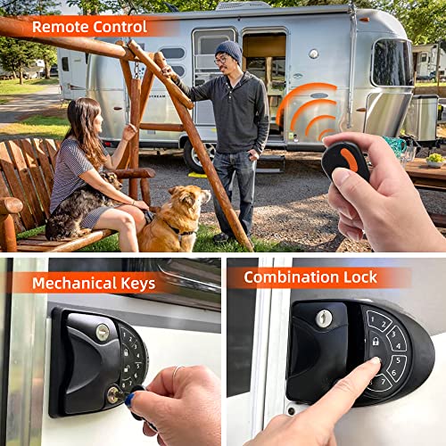 Proeze Rv Keyless Entry Door Lock Can Be Remotely Controlled With An Integrated Combination Key And Mechanical Key Rv Lock 100% Waterproof Metal Rv Door Handle, Fits 3.75 "" X 2.75 "" Lock Hole Only " #TOP6