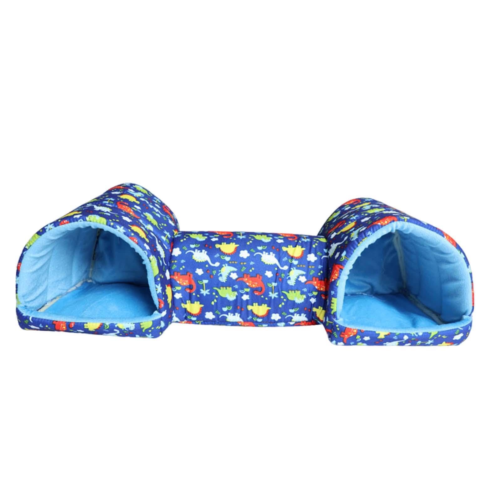 Sharplace Hamster Hideout Guinea Pig Tunnel and Bed Corner Tunnel, Hideaway Guinea Pig Bed Small Animal House for Ferret Small Animals, Blue Dinosaur