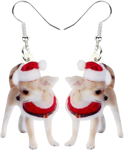 NEWEI Aretes colgantes de acrílico para perros de Chihuahua Dulce Chihuahua, para mujeres, niños, cachorros, animales, joyería de regalo