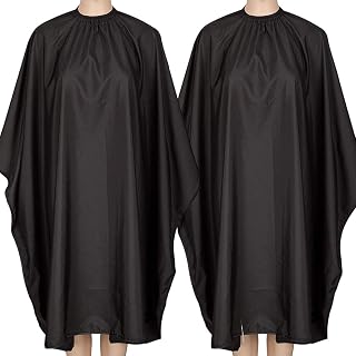 2 Pack Barber Hair Cutting Cape 55" x 63" Black | Waterproof; Unisex; Adjustable metal clip; Breathable material; Large size design for professional stylists and home use