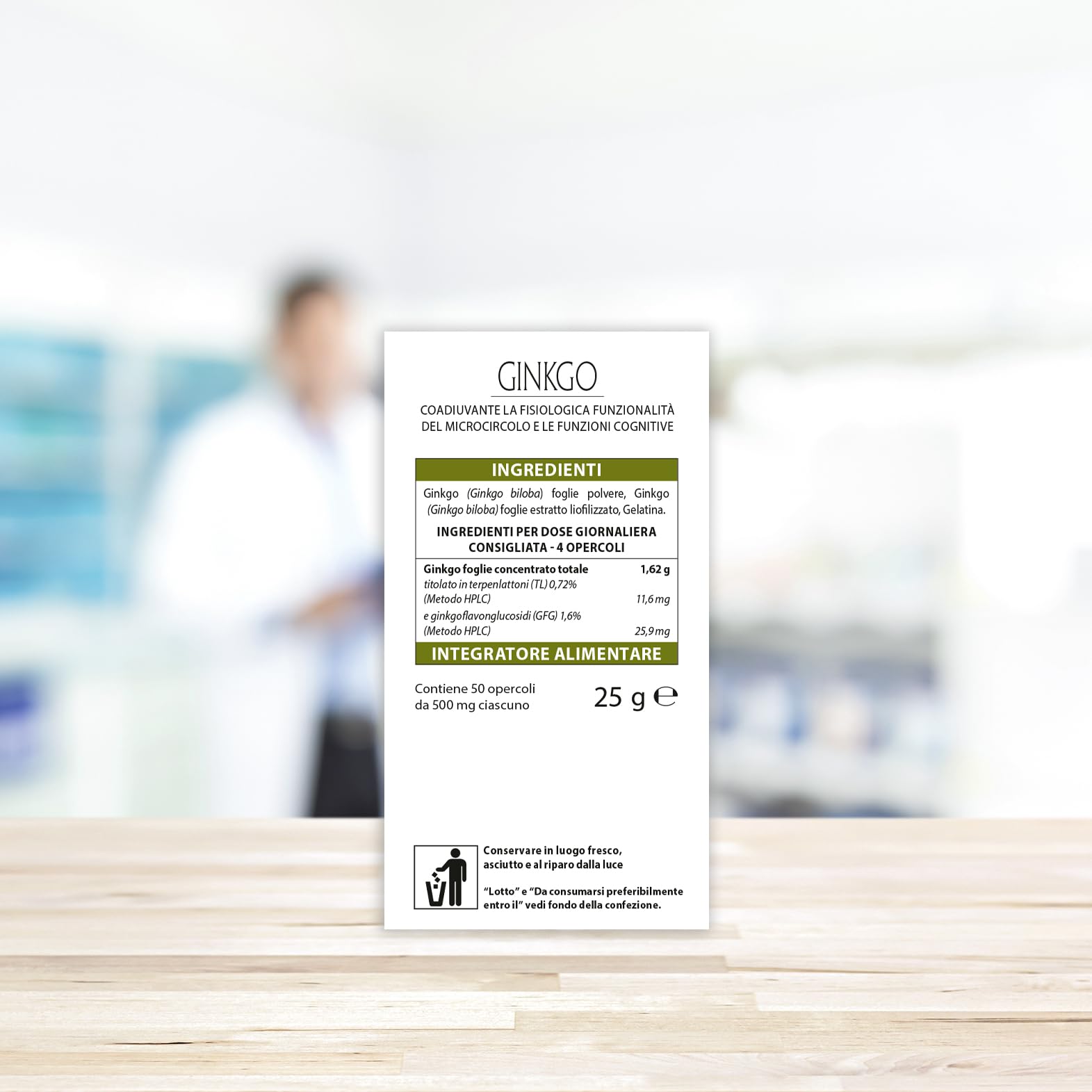 Aboca Ginkgo Concentrato Totale 50 Opercoli - Integratore Alimentare per la Fisiologica Funzionalità del Microcircolo e le Funzioni Cognitive