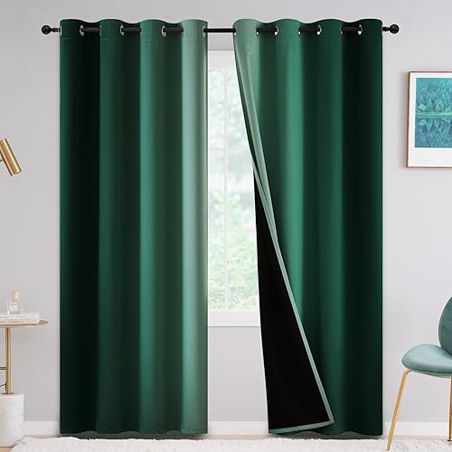 Miniatura 25 de Yakamok - Cortinas opacas 100% de 84 pulgadas de largo, cortinas azules para oscurecer la habitación, cortinas ombré para dormitorio, con ojales,