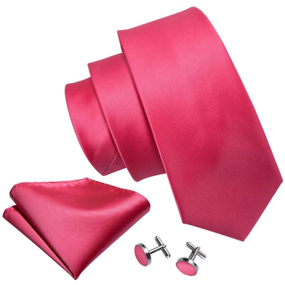 Cravate en soie rose fuchsia MU pour homme d'affaires élégant et marié chic Ls-5112