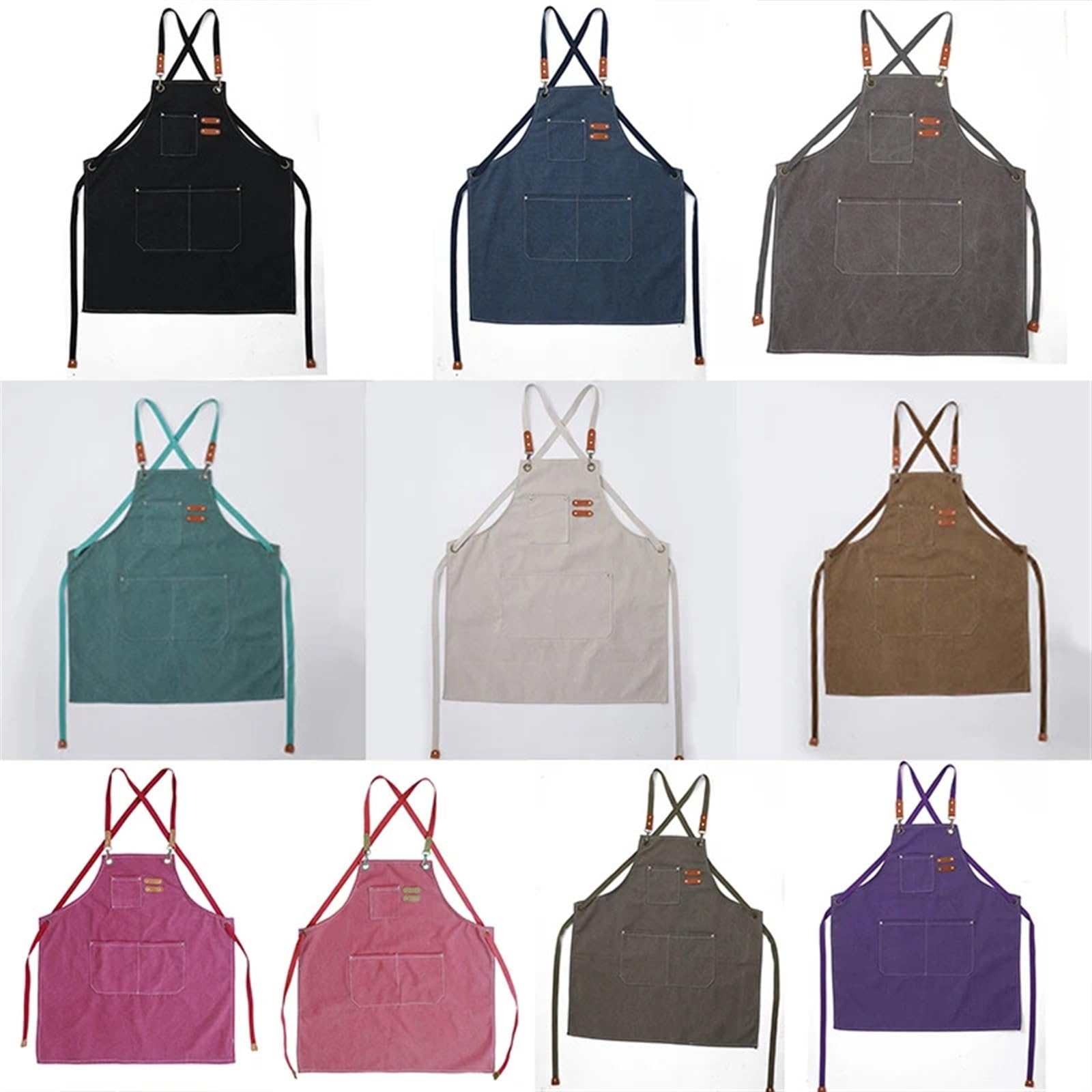 Delantal de herramientas lona | Babero Ajustable de Lona Multicolor for Camarero y Taller