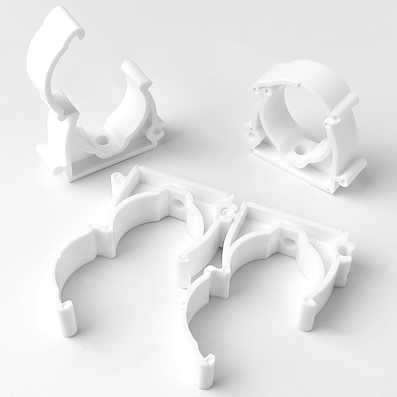 50 fascette stringitubo M25, fascette stringitubo da 25 mm, in PPR bianco con viti, fascette di serraggio per tubo dell'asta, tubo vuoto (bianco)