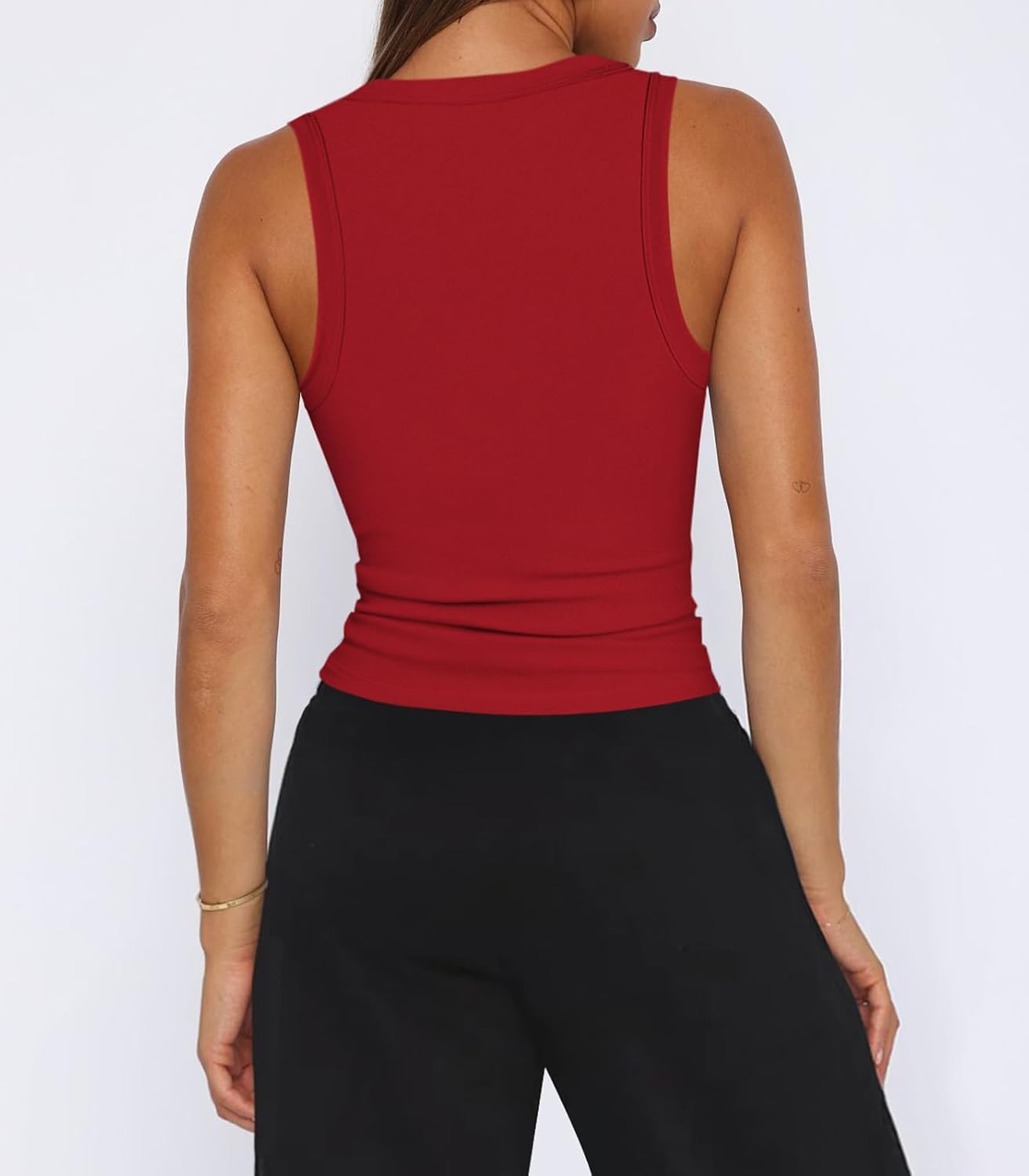 Women's Sexy Deep V Neck Cropped Tank Tops for Women Summer Slim Fitted Workout Going Out Top Basic Sleeveless Shirt - Image 2