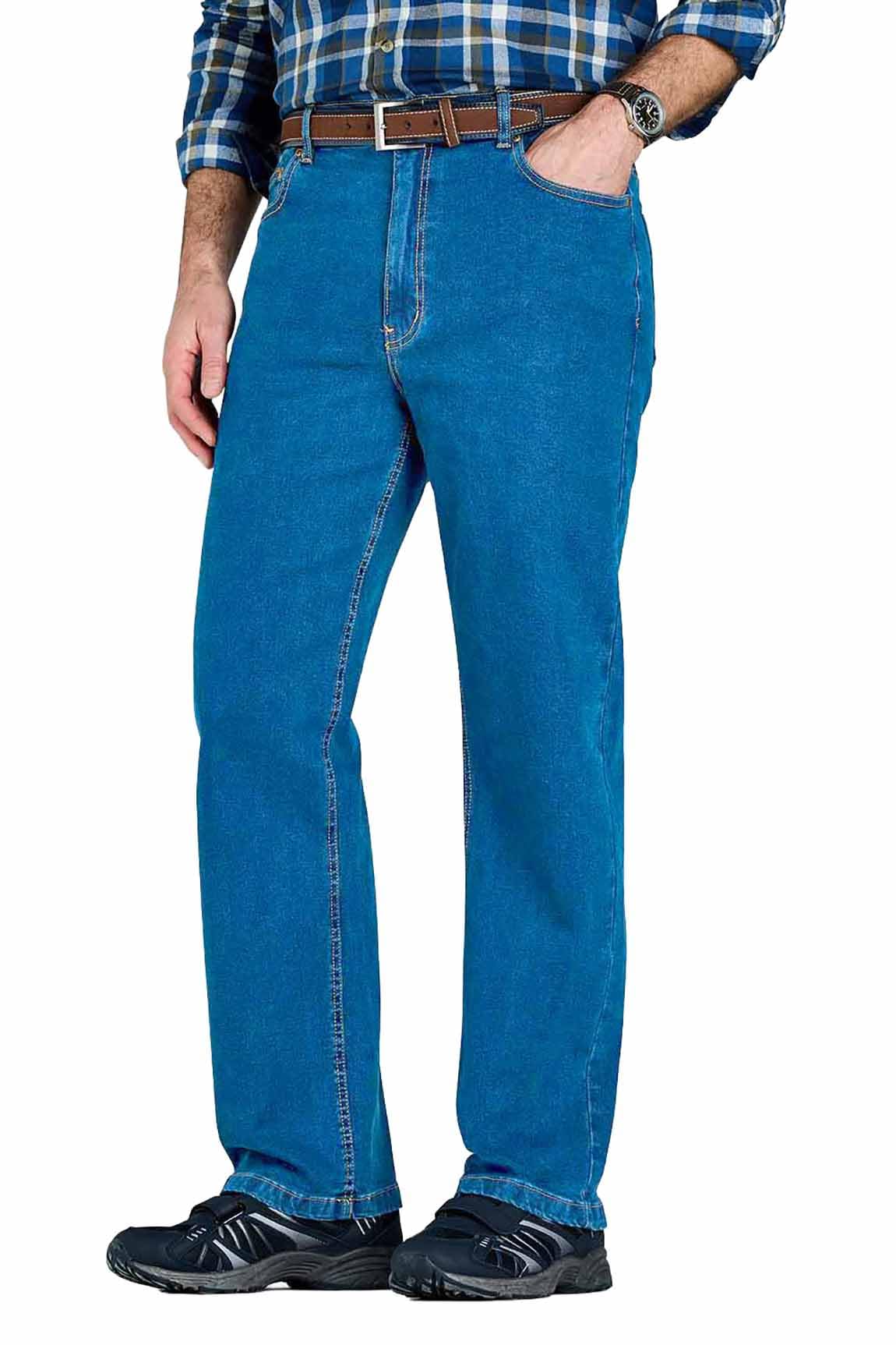 Chums Men's Light Blue Denim Jean In Stretch Fabric Side Elasticated Waistband For Comfort Stonewash Finish 46W / 29L
