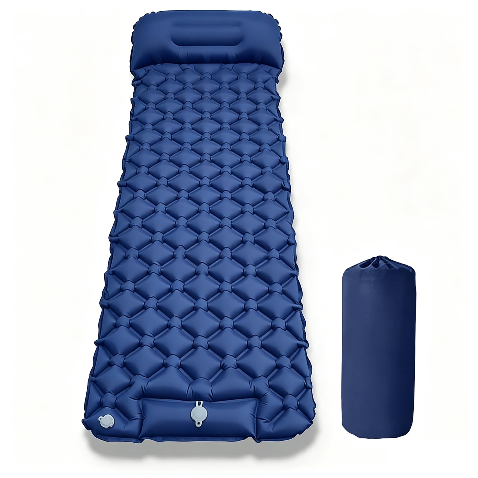 Toced Camping Sleeping Pad, Ultralight Self Inflating Sleeping Mat with Pillow Built-in Foot Pump Waterproof Compact for Backpacking Hiking Traveling Tent (Dark Blue)