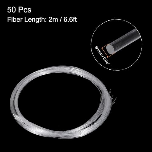 Miniatura 2 de MECCANIXITY 50 hilos de fibra óptica de punto de inflamación PMMA, cortina de luz lateral, cascada de 6.6 pies (6.6 ft) 0.04 pulgadas (0.039 in),