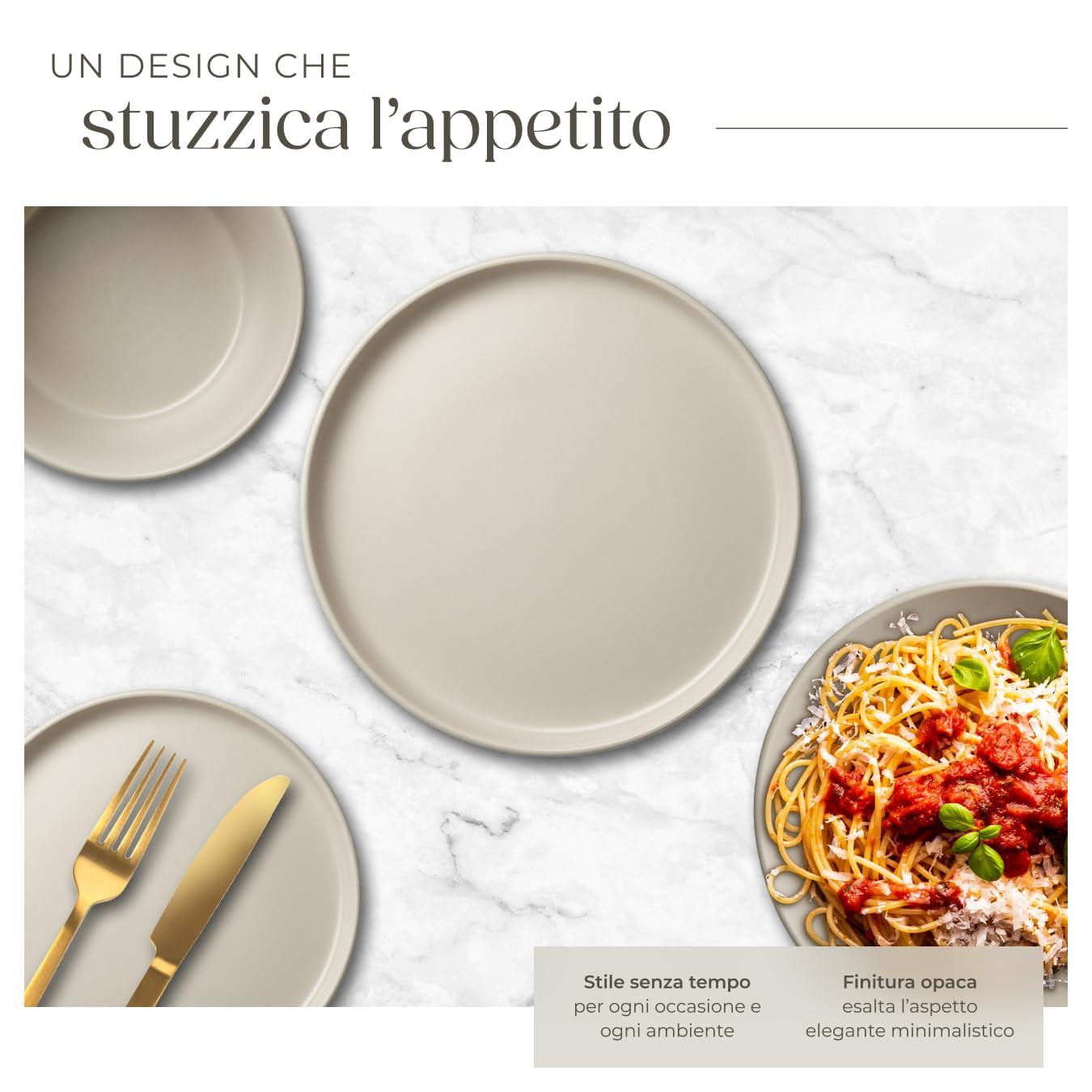 tectake® Set stoviglie 24 pezzi terracotta, servizio piatti 6 persone, set piatti moderni grandi, piccoli, fondi, ciotole, gres smaltato, design moderno, adatto lavastoviglie microonde - Tortora