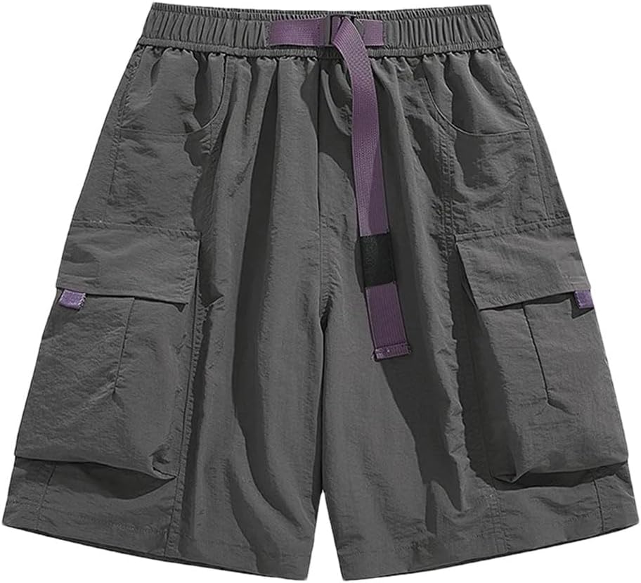 Men's Sports Shorts Outdoors Workwear Buckles Belt Multiple Pockets Hiking Cycling Short Pants