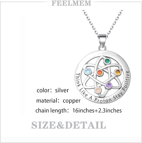 Miniatura 2 de FEELMEM Collar de ciencia atómica, regalo de químico, química atómica, símbolo de ciencia, para científico, físico, regalo de graduación