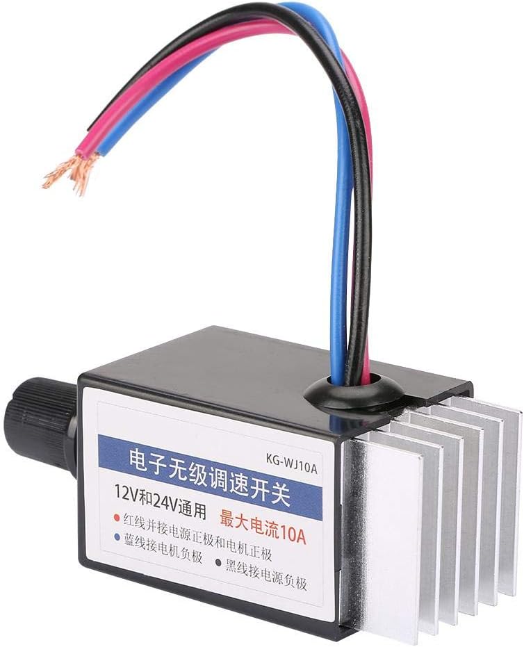Universal DC 12V/24V Motor Controller Switch for Car Truck Fan Heater Control, Adjusting Speed of Automobile Fan Heater, Defroster, Fans, etc 10A