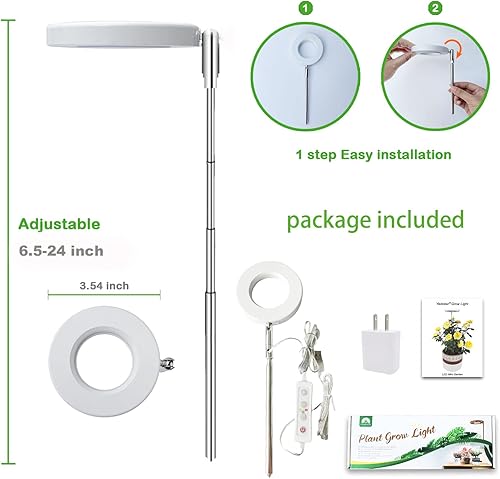 Miniatura 39 de yadoker Luz de cultivo de plantas, luz LED de espectro completo para plantas de interior, altura ajustable, temporizador automático, bajo voltaje