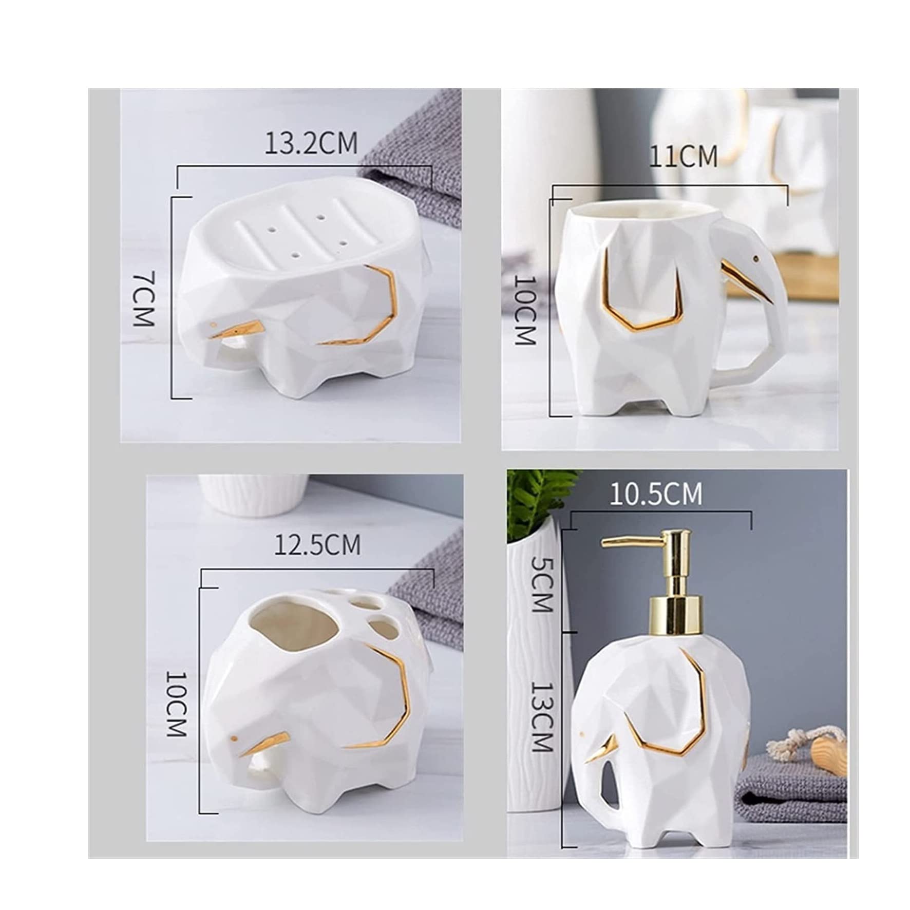 Dispenser di Sapone da banco Accessori per Il Bagno Moderni Set di 5 Dispenser di Sapone, Bottiglie di Dispenser di Sapone per Bagno in Ceramica Bianca Rosa Verde per la casa (