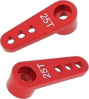 Vista 4 de DiGiYes Paquete de 2 brazos de dirección de metal 25T servo bocina M3 hilos compatibles con modelos RCcoche, camión buggy (rojo)