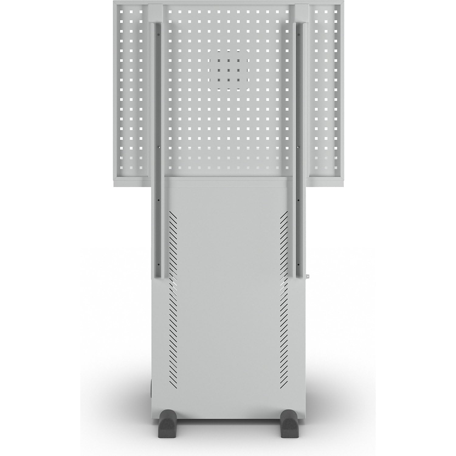EUROKRAFT | Armoire pour Ordinateur | avec Plan de Travail et paroi perforée | Gris Clair