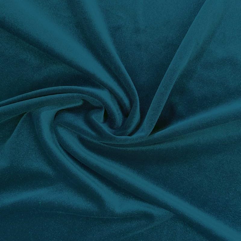 EU Fabrics Velvet Velour Spandex Fabric | Soft Furnishing Stretch Material for Dressmaking, Costumes and Displays | Breathable Crushed Velvet Craft Fabric by The Metre (Turquoise, 1 Metre x 147cm)